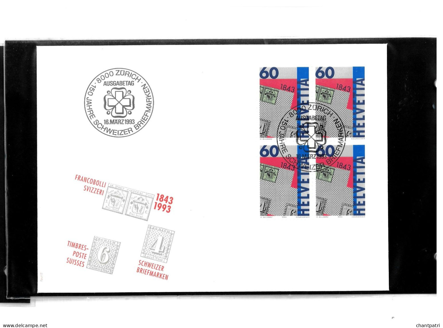 8000 Zurich - Timbres Poste Suisses - 16 03 1993 - Beli FDC 050 - Brieven En Documenten