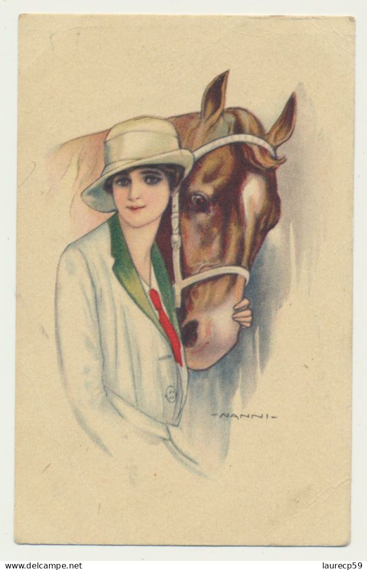 Carte Fantaisie Femme Avec Cheval - Illustrateur Signé NANNI - Nanni