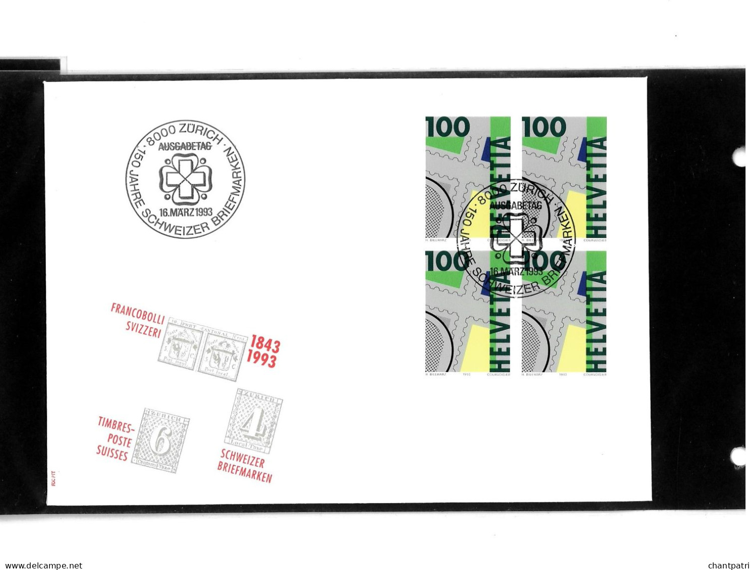 8000 Zurich - Timbres Poste Suisses - 16 03 1993 - Beli FDC 052 - Briefe U. Dokumente