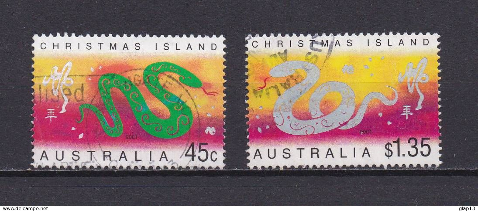 CHRISMAS 2001 TIMBRE N°483/84 OBLITERE ANNEE DU SERPENT - Christmas Island