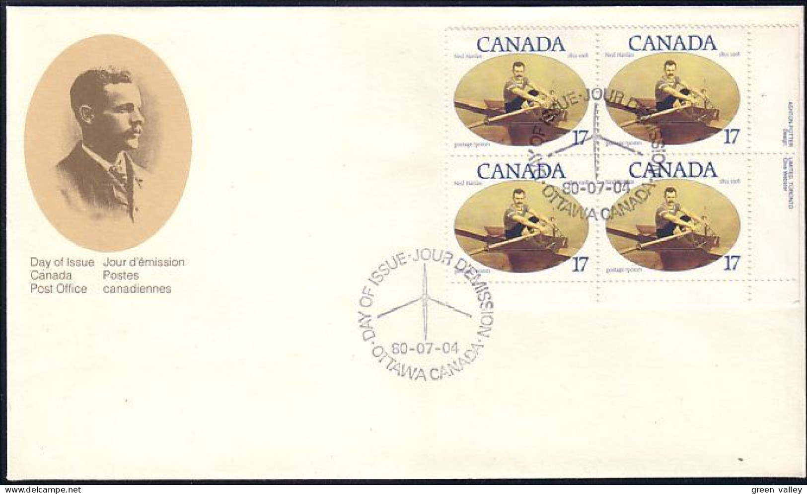 Canada Aviron Rowing Ned Halan Bloc Coin FDC Cover ( A72 311) - Canottaggio