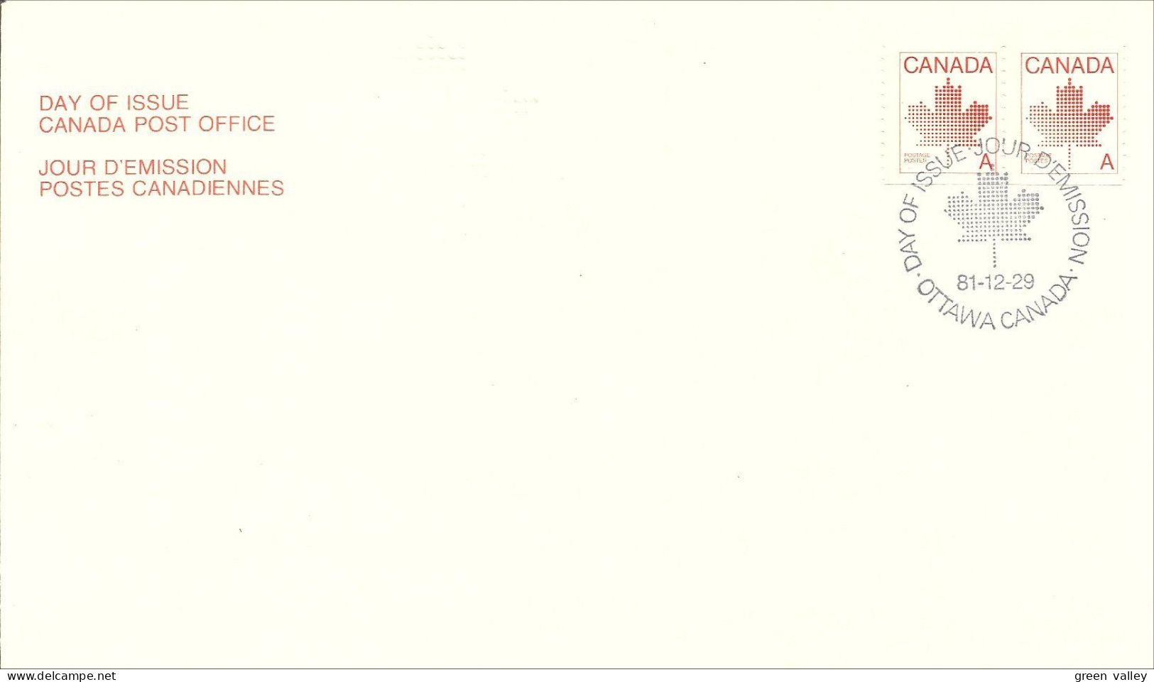 Canada A Paire Maple Leaf Feuille Erable Pair Roulette FDC Cover ( A72 206) - 1981-1990