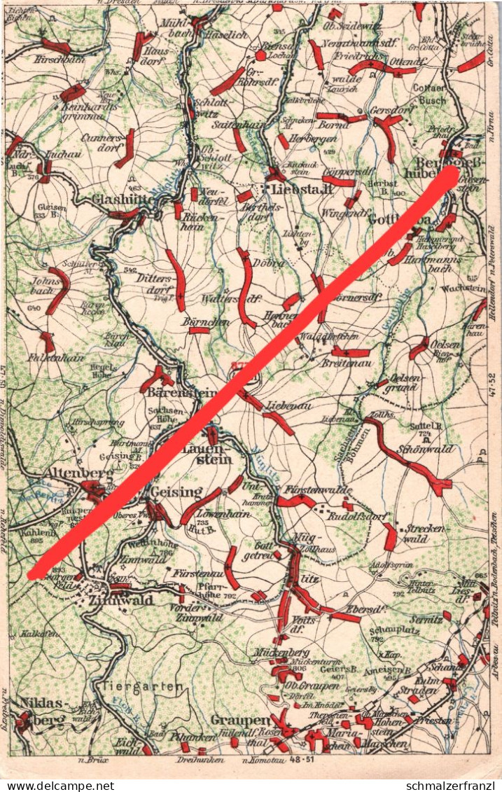 Wona Hauschting AK 877 Glashütte Altenberg Zinnwald Liebstadt Voitsdorf Ebersdorf Graupen Streckenwald Mariaschein Kulm - Sudeten