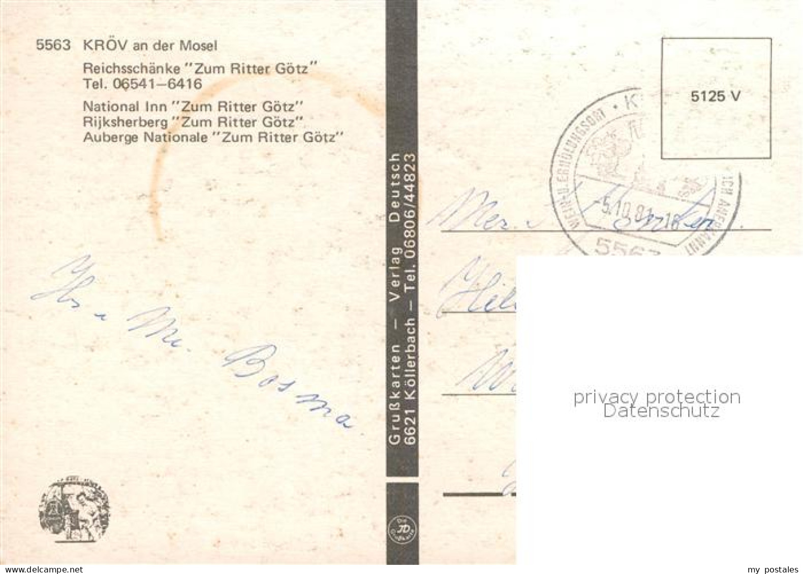 72936524 Kroev Mosel Reichsschenke Zum Ritter Goetz Gedicht Goetz Von Berliching - Kroev