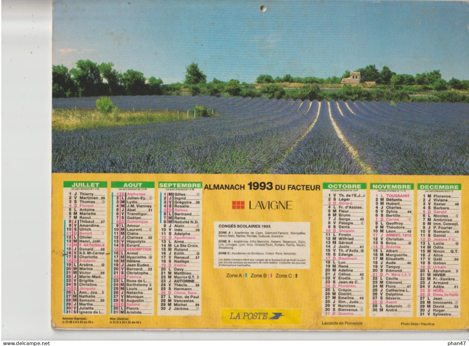Almanach Du Facteur 1993, Couleur D'automne En Provence / Lavande En Provence, LAVIGNE - Grand Format : 1991-00