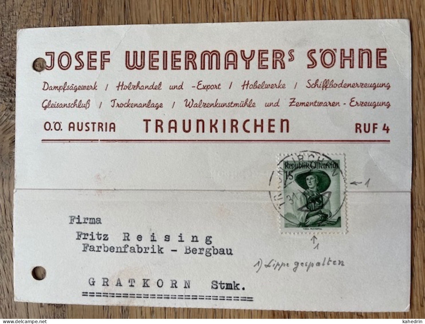 Österreich / Austria 1957, Plattenfehler / Druckzufälligkeit Mi. # 912: Lippe Gespalten - Errors & Oddities