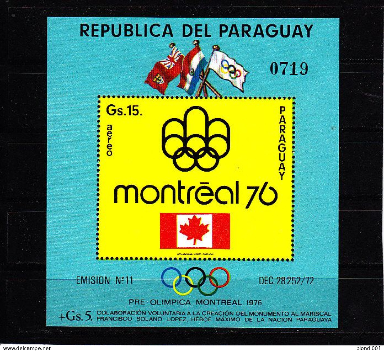 Olympics 1976 - Flag - PARAGUAY - S/S MNH - Zomer 1976: Montreal