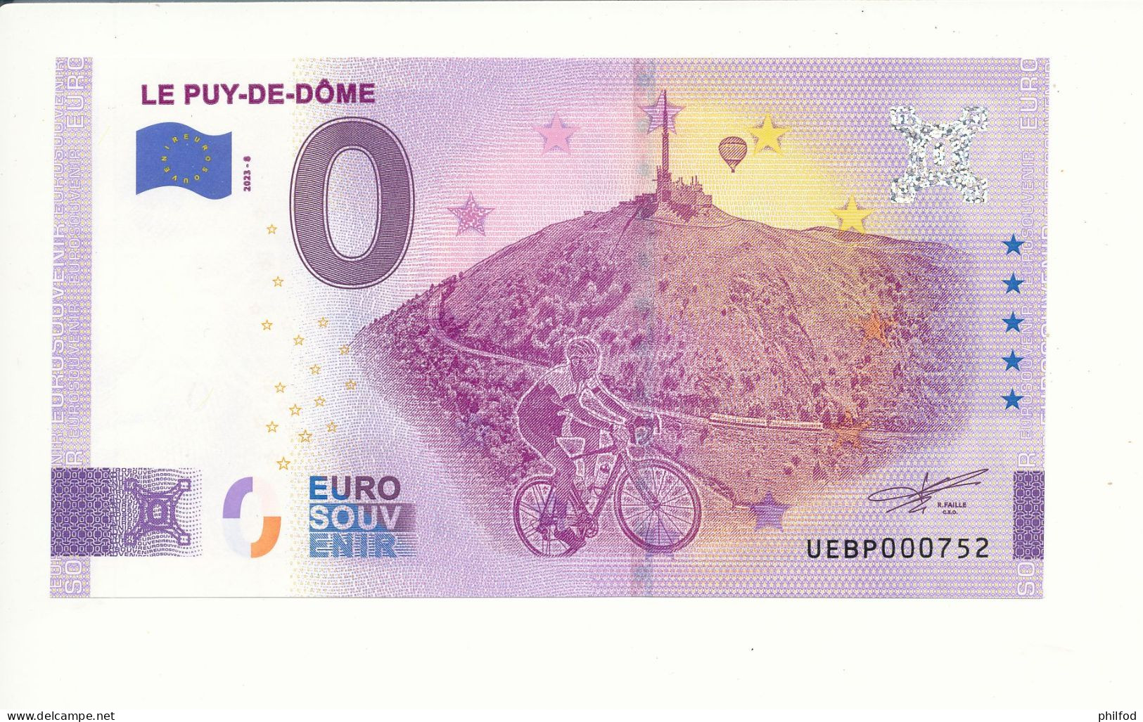 Billet Touristique 0 Euro - LE-PUY-DE-DÔME - UEBP - 2023-8 - N° 752 - Sonstige & Ohne Zuordnung