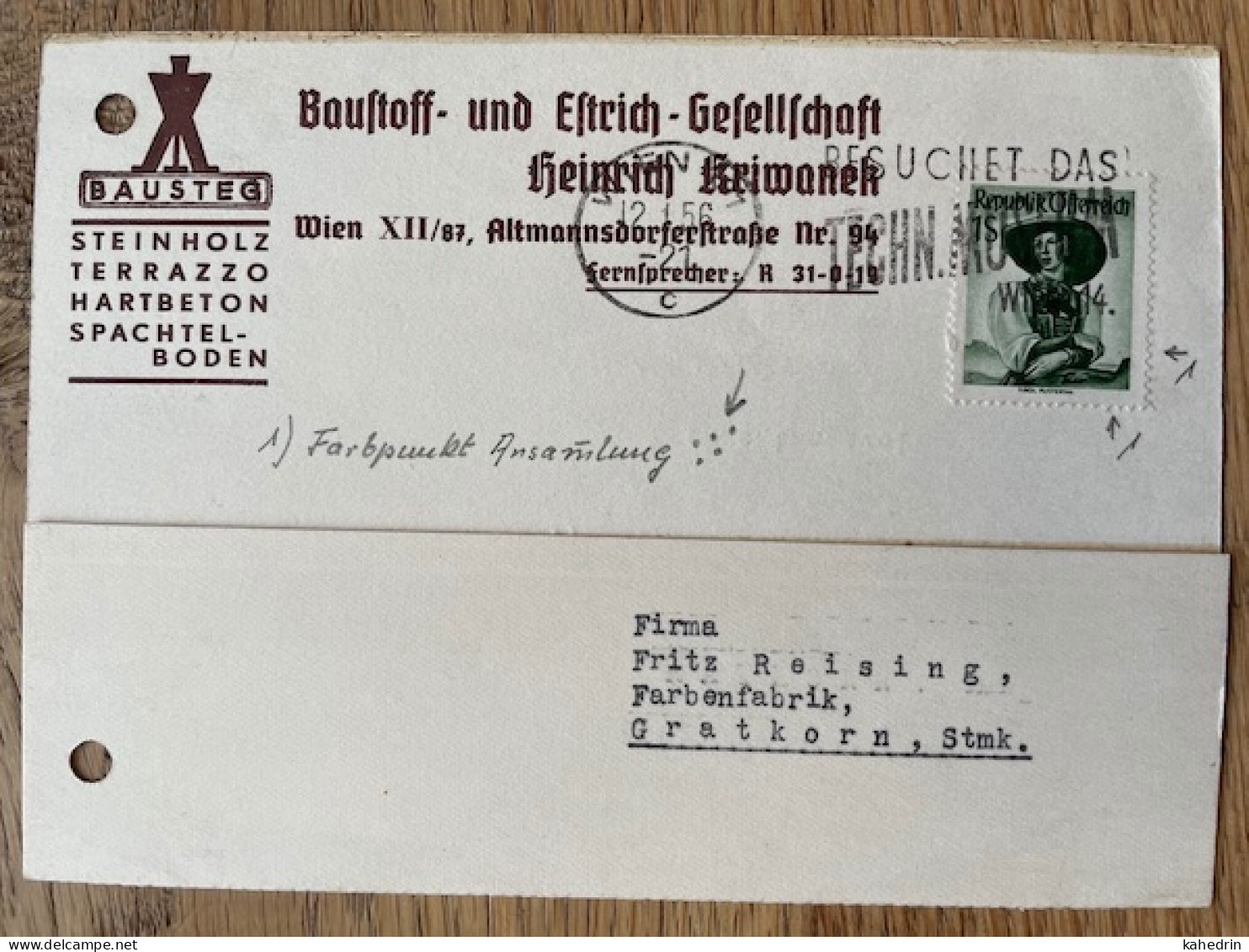 Österreich / Austria 1955, Plattenfehler / Druckzufälligkeit Mi. # 912: Farbpunkte Ansammlung - Abarten & Kuriositäten