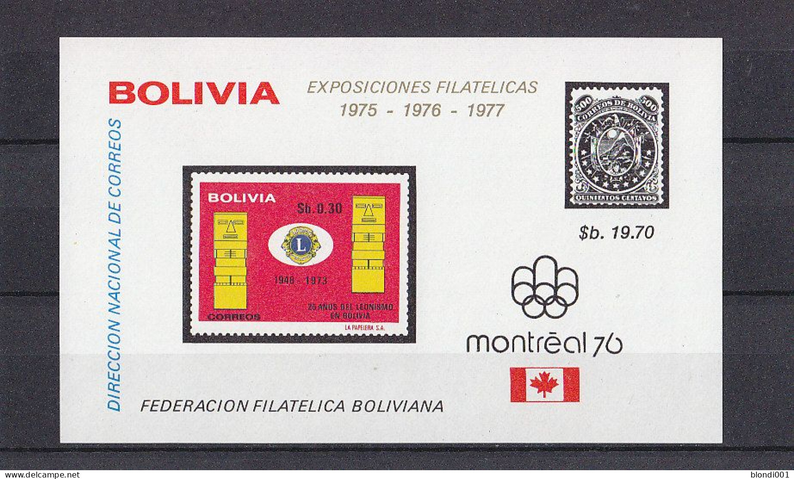 Olympics 1976 - History - BOLIVIA - S/S Imp. MNH - Zomer 1976: Montreal