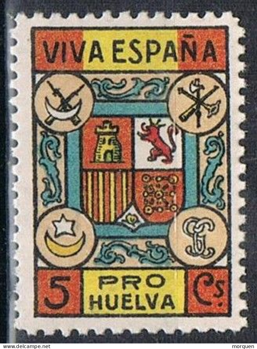 Sello Viñeta Benefico PRO HUELVA 5 Cts, Guerra Civil , Legion, Regulares * - Spanish Civil War Labels