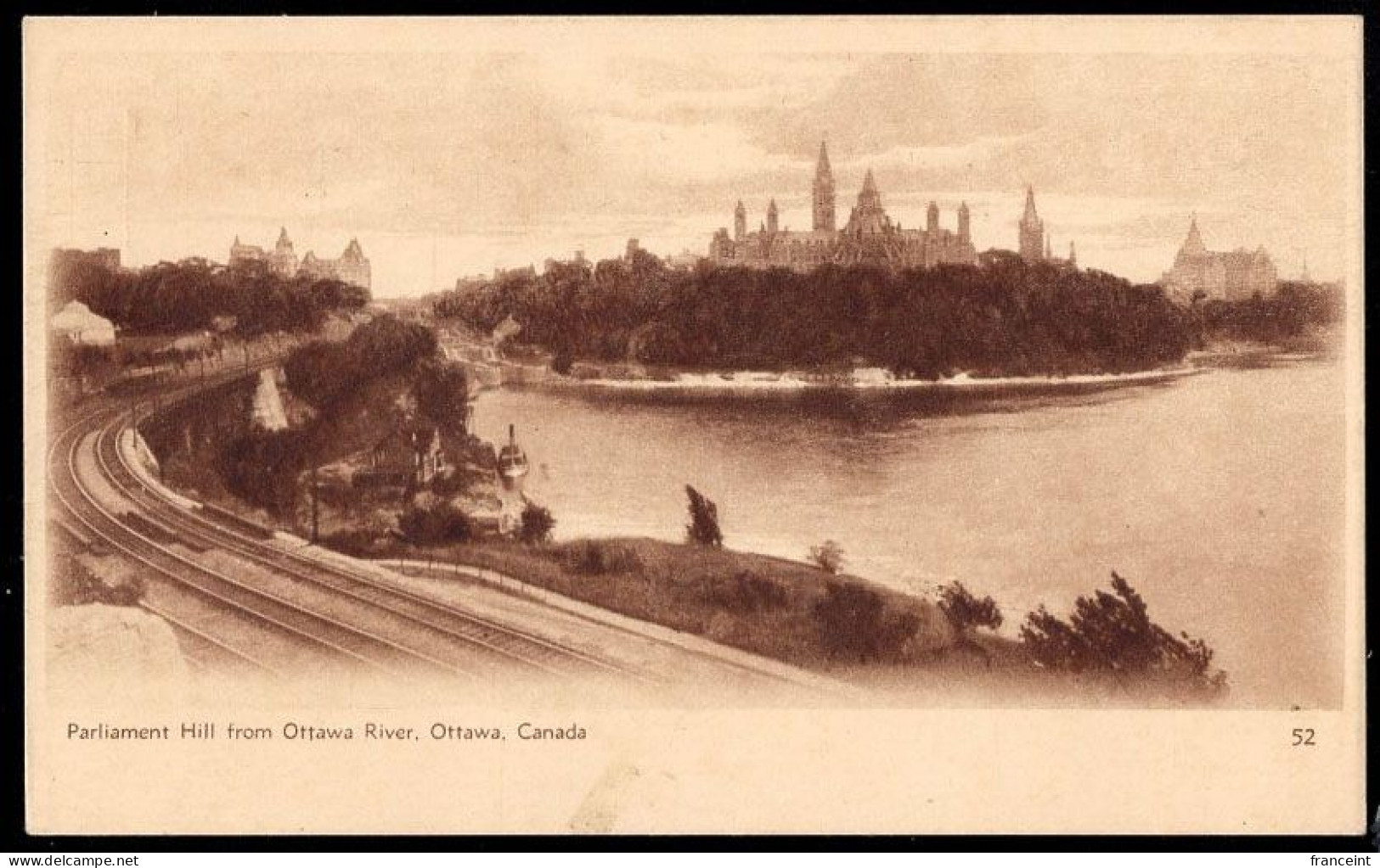 CANADA(1930) Parliament Hill. Railroad Tracks. 2 Cent Postal Card With Sepia Illustration. Ottawa. - 1903-1954 Kings