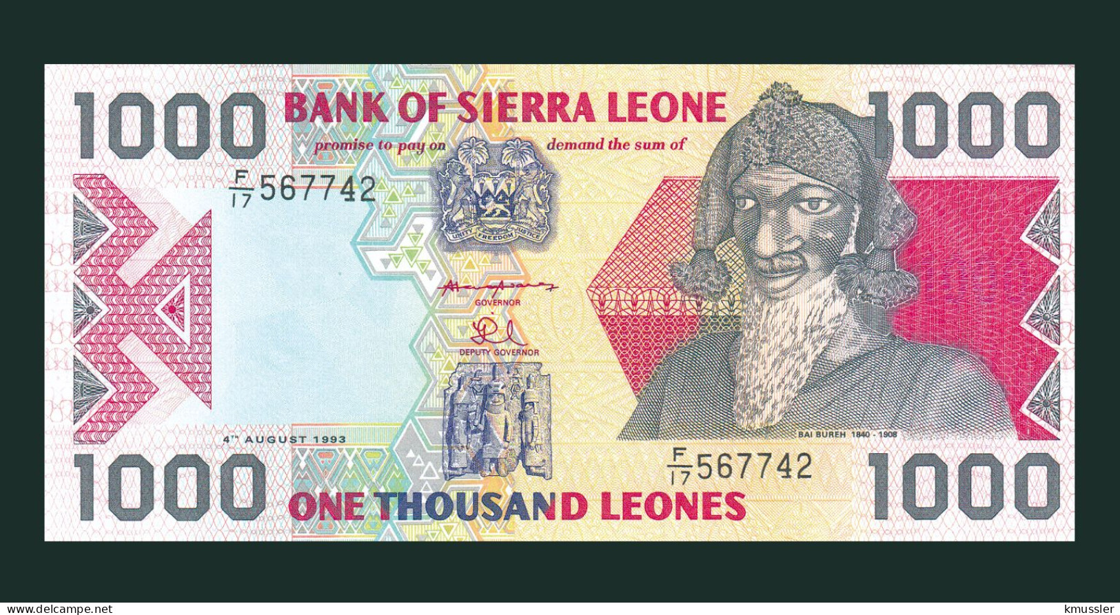 # # # Banknote Aus Sierra Leone 1.000 Leones 1997 UNC (P-20) # # # - Sierra Leone