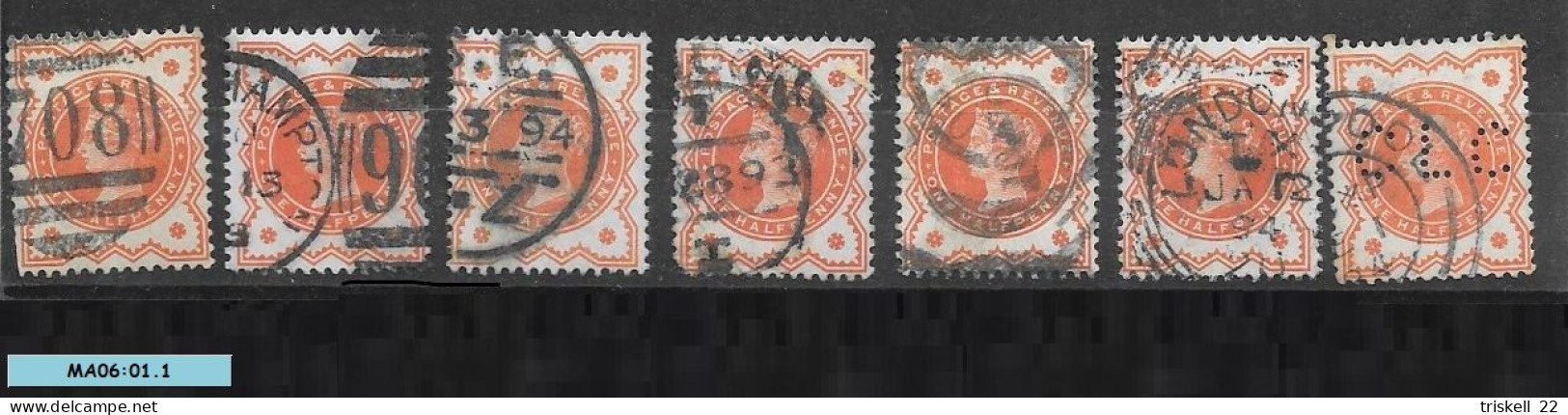 La Reine Victoria One Half Penny - émission De 1887 (lot De 21 Timbres Dont 2 Perforés) - Oblitérés