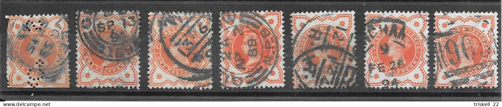 La Reine Victoria One Half Penny - émission De 1887 (lot De 21 Timbres Dont 2 Perforés) - Oblitérés