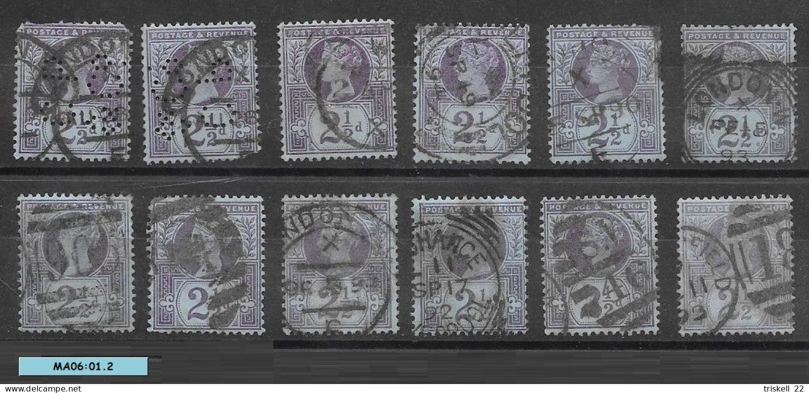 Grande Bretagne Reine Victoria N° 95 Obl. (qté 12 Dont 2 Perforés) - Gebruikt