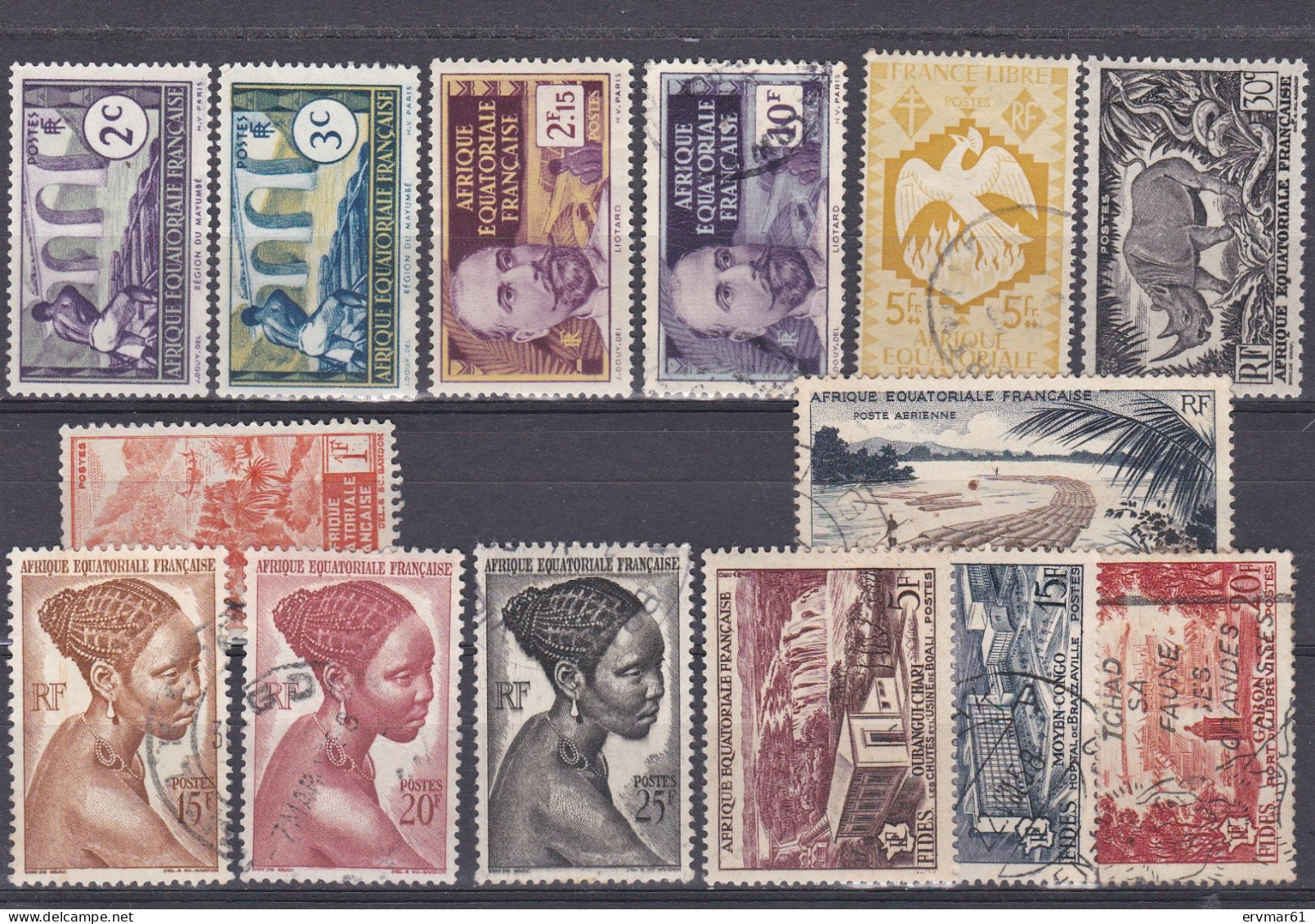 TIMBRES - Lot De 14 Timbres D'AFRIQUE EQUATORIALE Neufs Et Oblitérés - Used Stamps