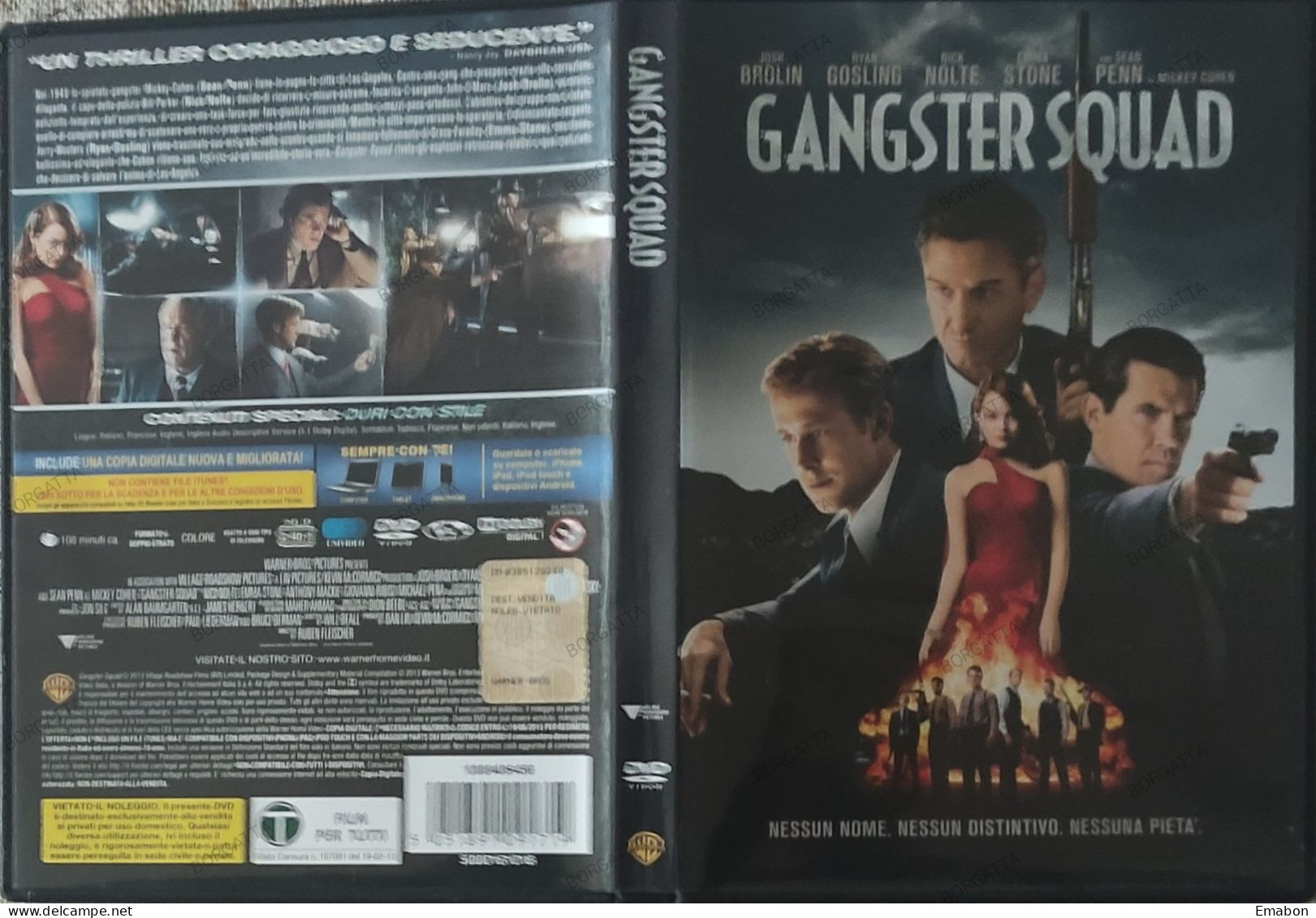 BORGATTA - AZIONE - Dvd GANGSTER SQUAD  - BROLIN, NOLTE, PENN - PAL 2 - WARNER  2013 - USATO In Buono Stato - Action & Abenteuer