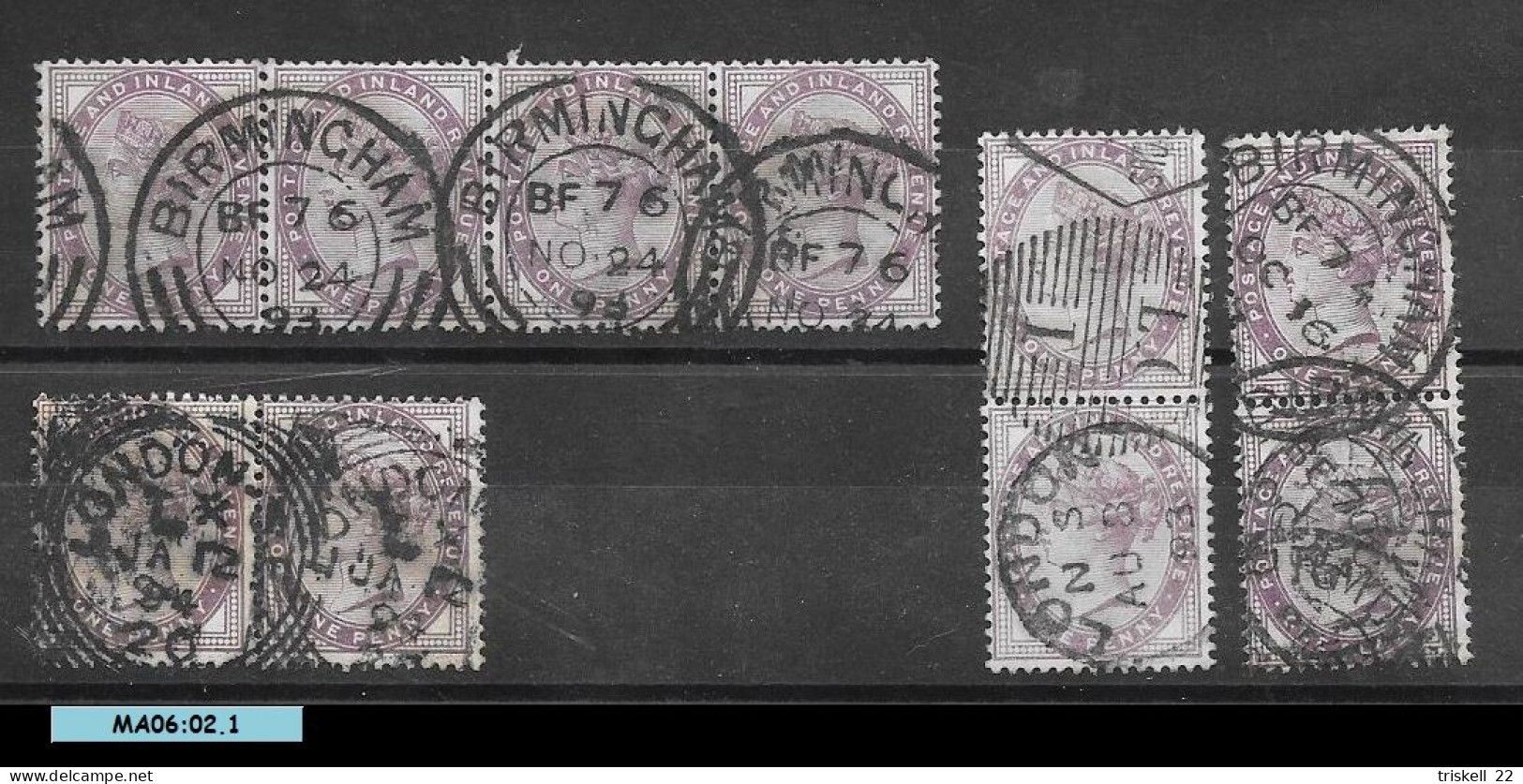 Grande Bretagne One Penny Lilas De 1881 En Paire (qté 10) - Oblitérés