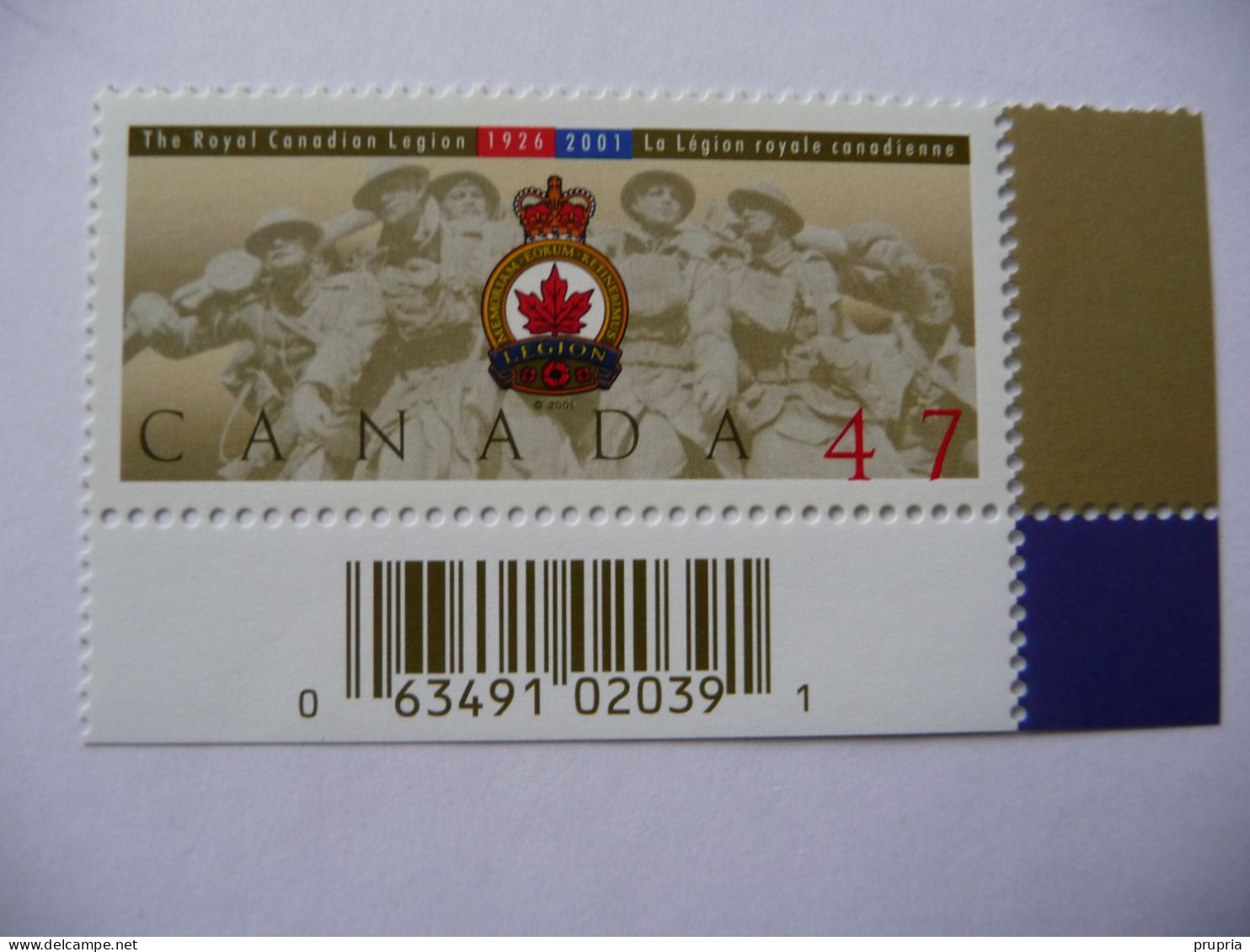 Canada  2001 N° Y&T 1904  " 75 Ans De La Legion Royale Canadienne "    1 V  MNH - Ongebruikt