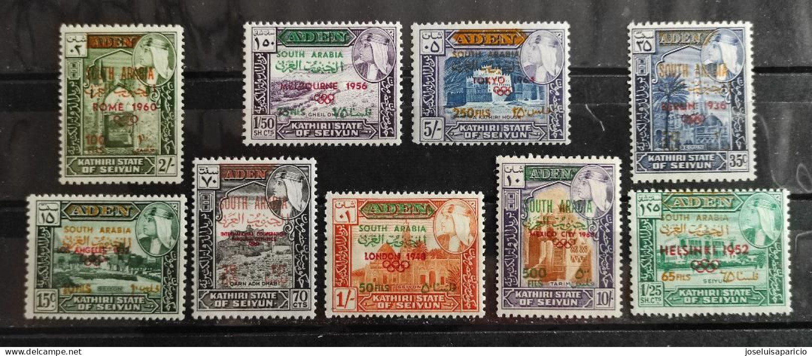 ADEN-SOUTH ARABIA   -SOBRECARGADOS EN ROJO CON EL AÑO Y LAS CIUDADES OLIMPICAS -YVERT 68/76 MNH** - Emiratos Árabes Unidos