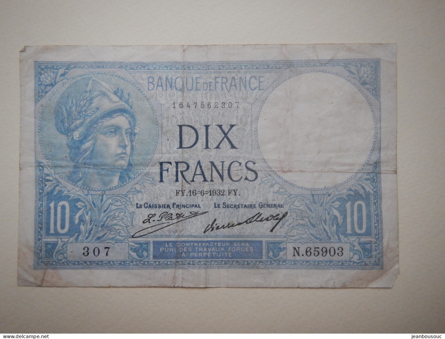 10 FRANCS MINERVE 1932 - 10 F 1916-1942 ''Minerve''