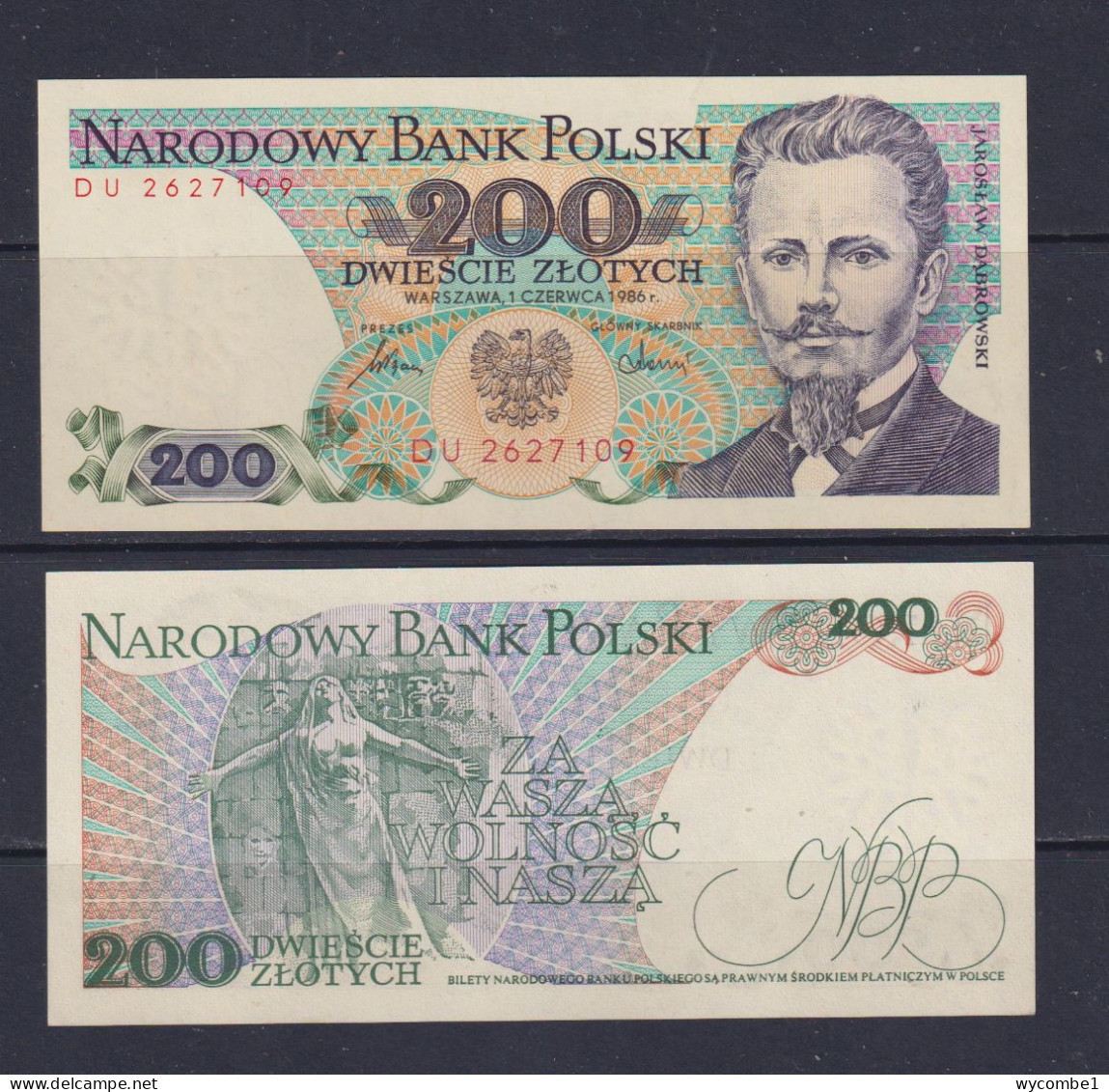 POLAND -  1986 200 Zloty UNC  Banknote - Poland