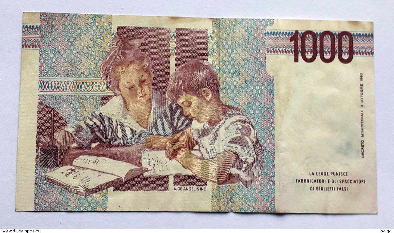 ITALY -  1.000 LIRE - P 114a  (1990) - CIRC - BANKNOTES - PAPER MONEY - CARTAMONETA - - 1000 Liras