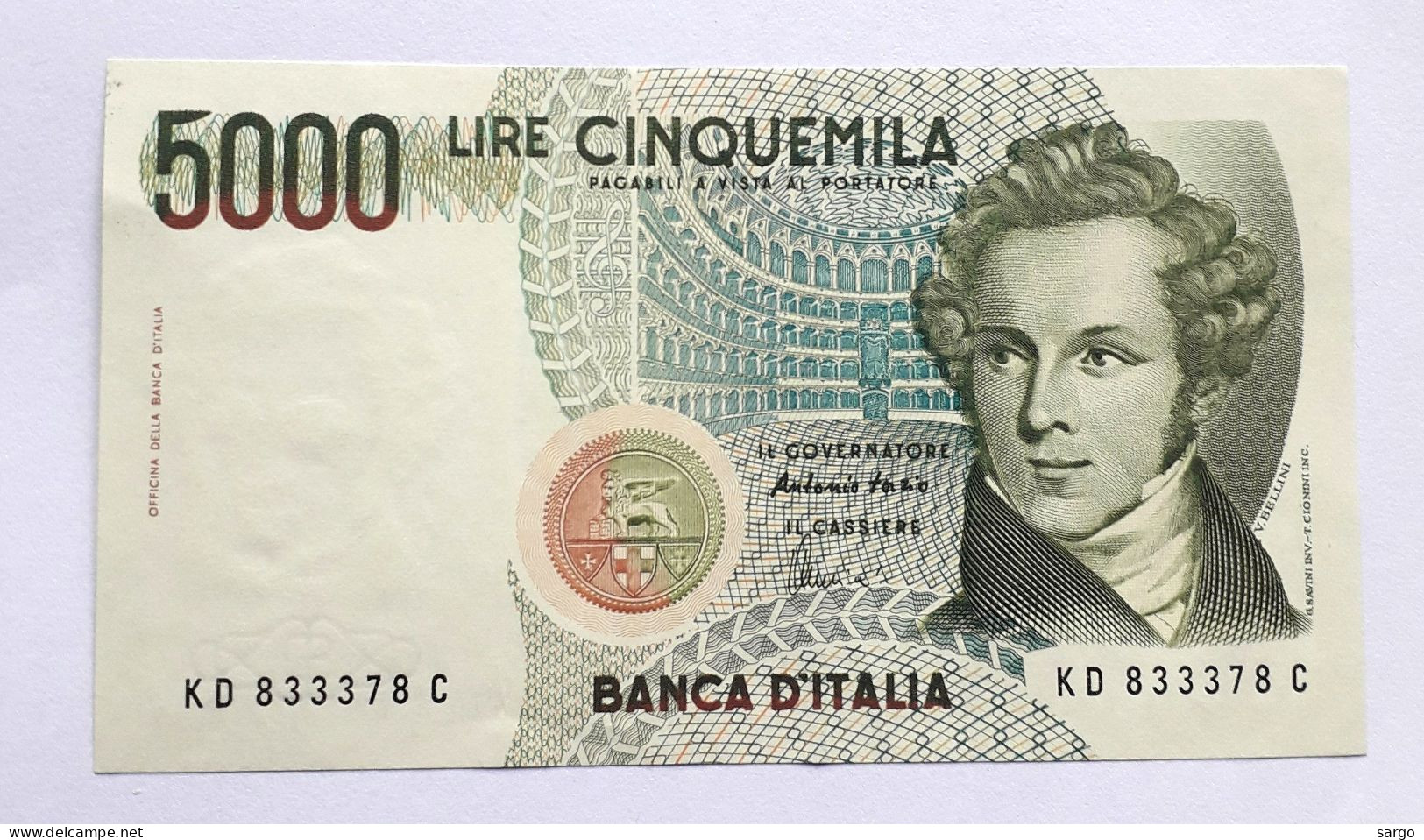 ITALY -  5.000 LIRE - P 111c  (1995) -  UNC - BANKNOTES - PAPER MONEY - CARTAMONETA - - 5000 Liras