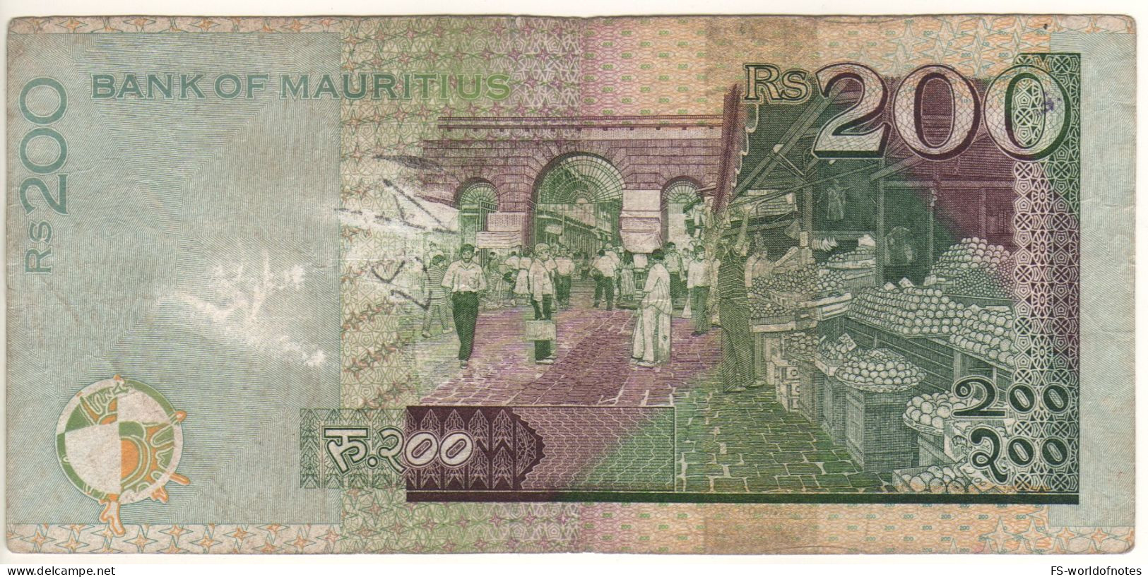 MAURITIUS   200 Rupees  P61a  Dated  2010  ( Sir Abdool Razack Mohamed + Markey Scene At Back ) - Mauricio