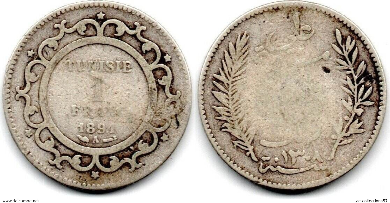 MA 31124 / Tunisie - Tunisia - Tunesien 1 Franc 1891 A B+ - Túnez