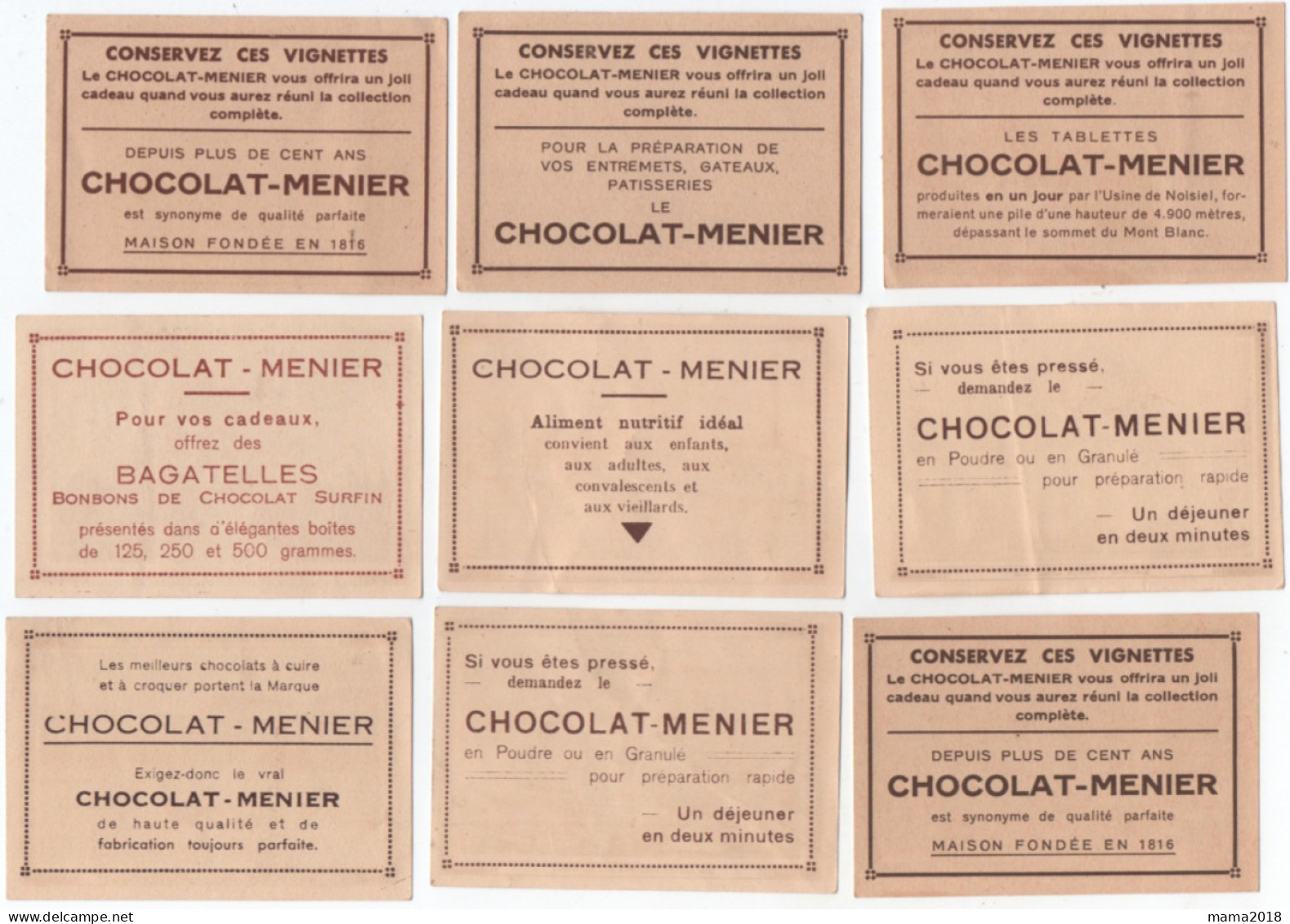 Cinquante deux  images  MENIER  Chocolat _ Cacao etc