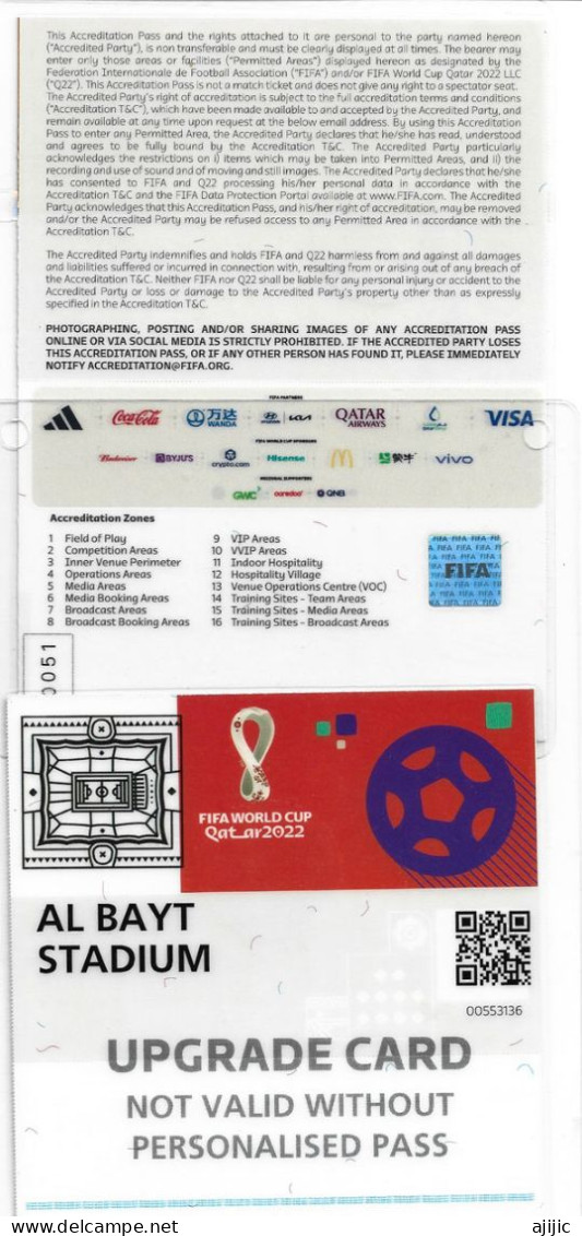 FIFA WORLD CUP QATAR 2022. MEDIA BROADCASTING ACCREDITATION PASS. UPGRADE CARD. ONE AVAILABLE - Altri & Non Classificati