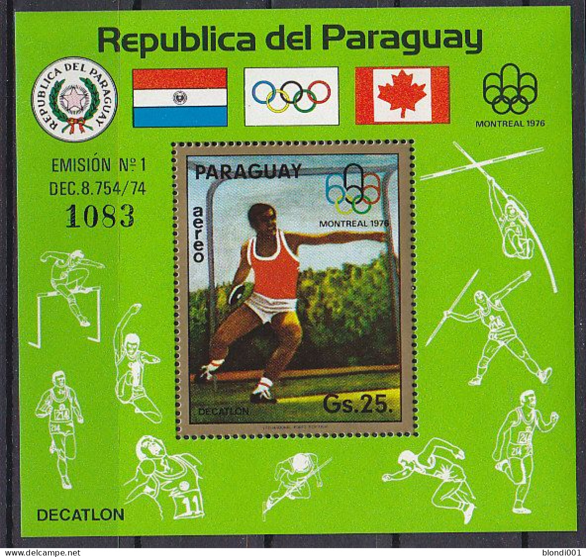 Olympics 1976 - Athletics - PARAGUAY - S/S MNH - Summer 1976: Montreal