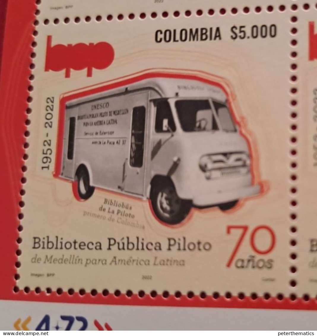 COLOMBIA, 2022, MNH, VEHICLES , PILOT PUBLIC LIBRARY OF MEDELLIN,   1v - Trucks