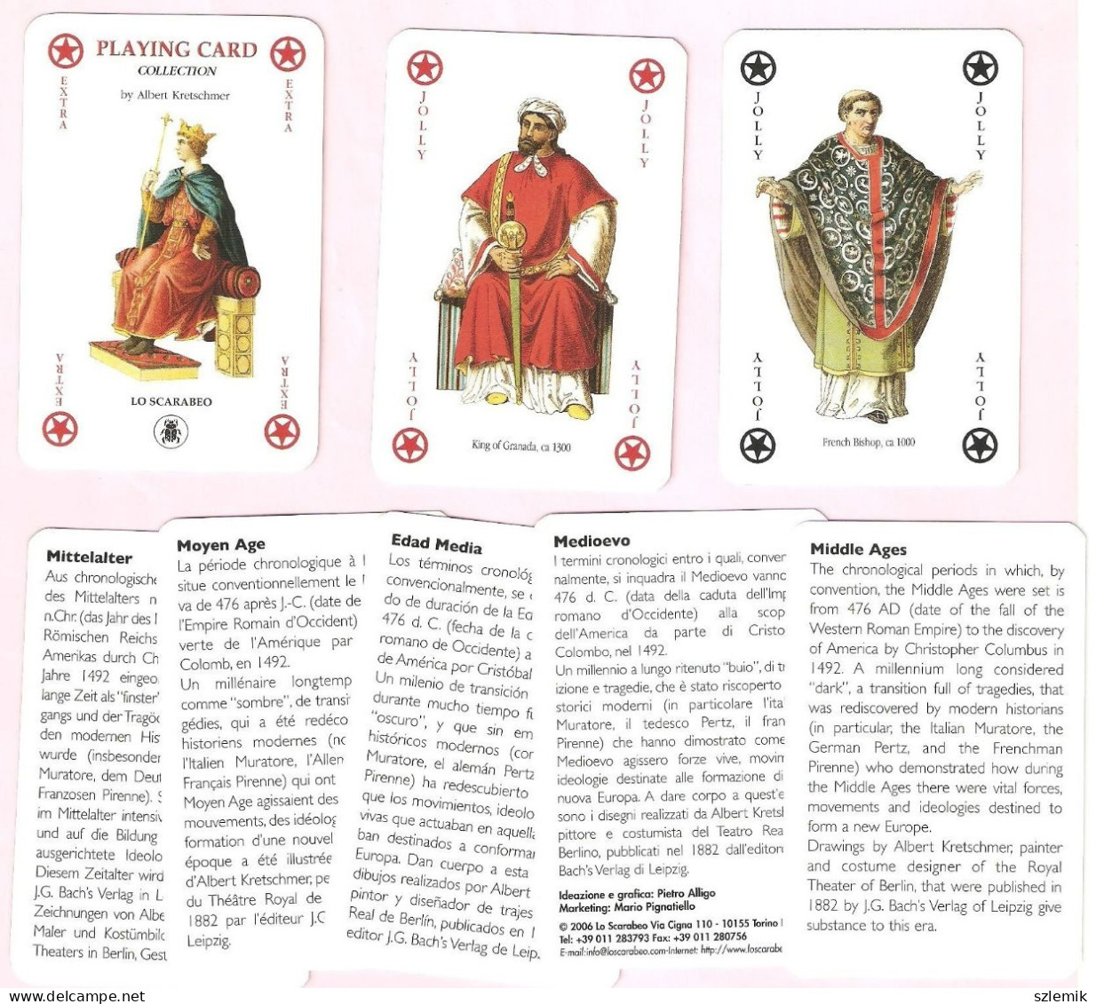 Playing Cards 52 + 3 Jokers.  LO SCARABEO  MIDDLE  AGES   2006 - 54 Cartes