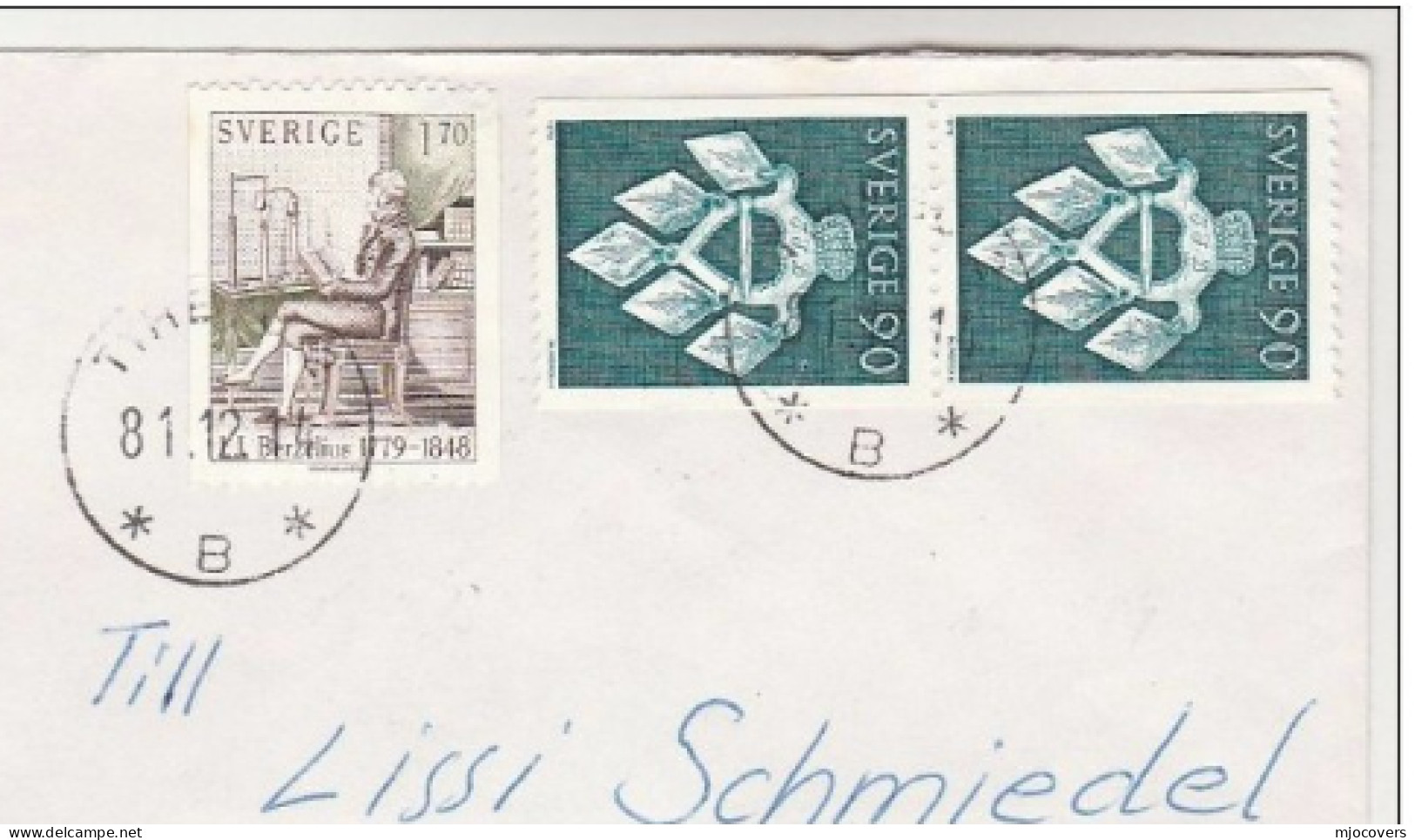 CHEMISTRY Sweden BERZELIUS  Cover Stamps To Germany - Chimie