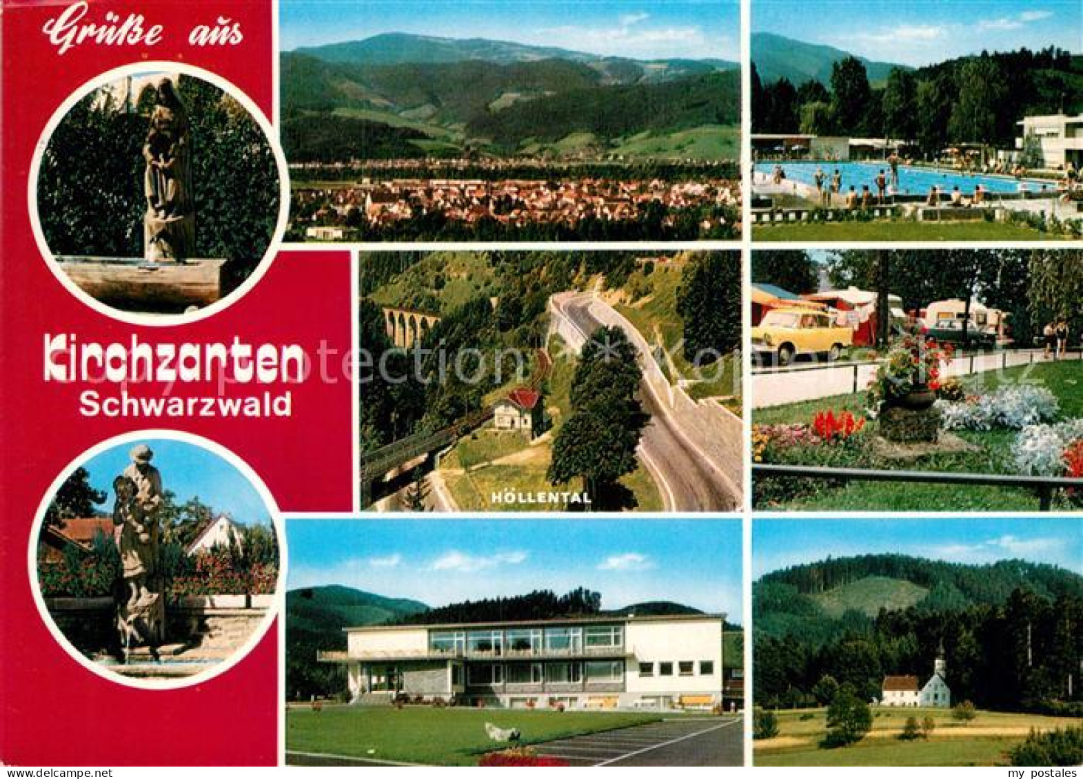 72930956 Kirchzarten Panorama Schwimmbad Hoellental Schule Kapelle Skulpturen Ki - Kirchzarten