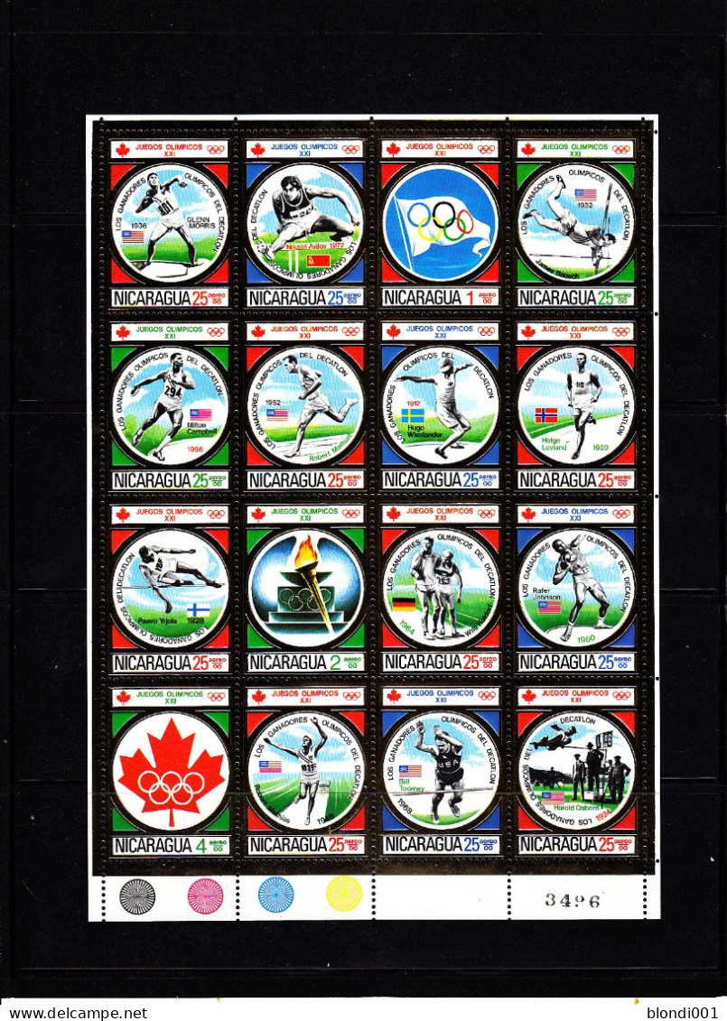 Olympics 1976 - Athletics - NICARAGUA . Sheet Gold MNH - Estate 1976: Montreal