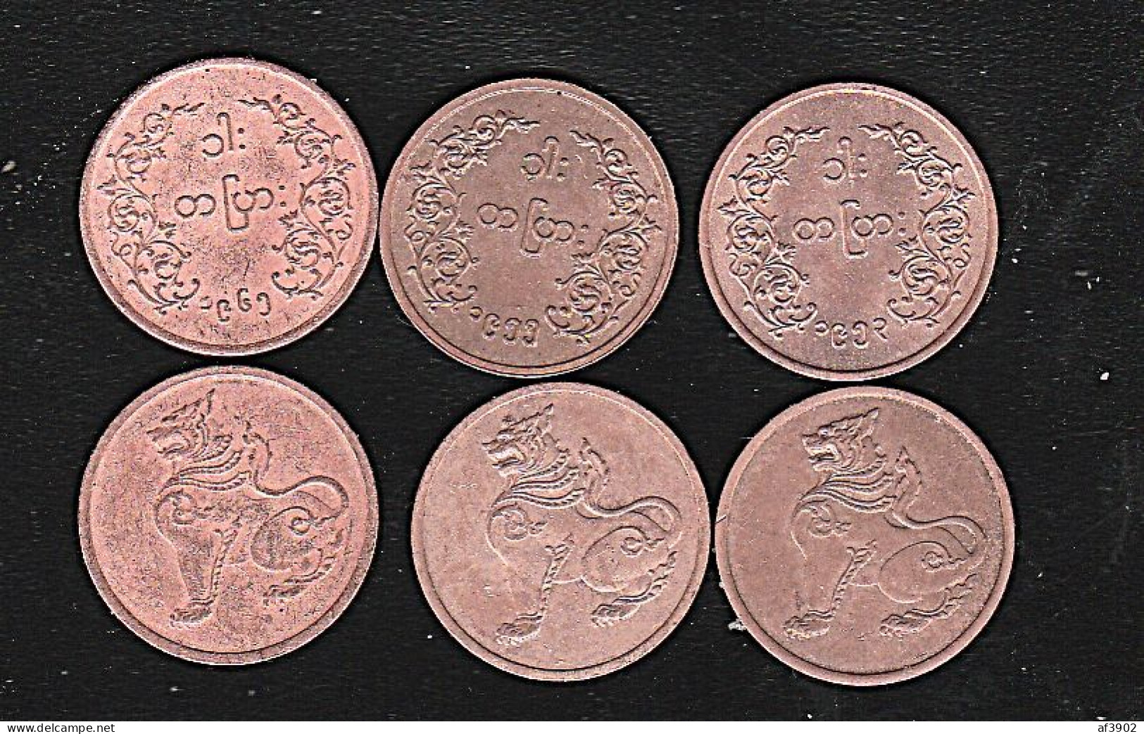 BURMA/MYANMAR COIN 1953-55-56 ISSUED 3 COINS -1 PYA SET, AUNC - Myanmar (Birma 1948-...)