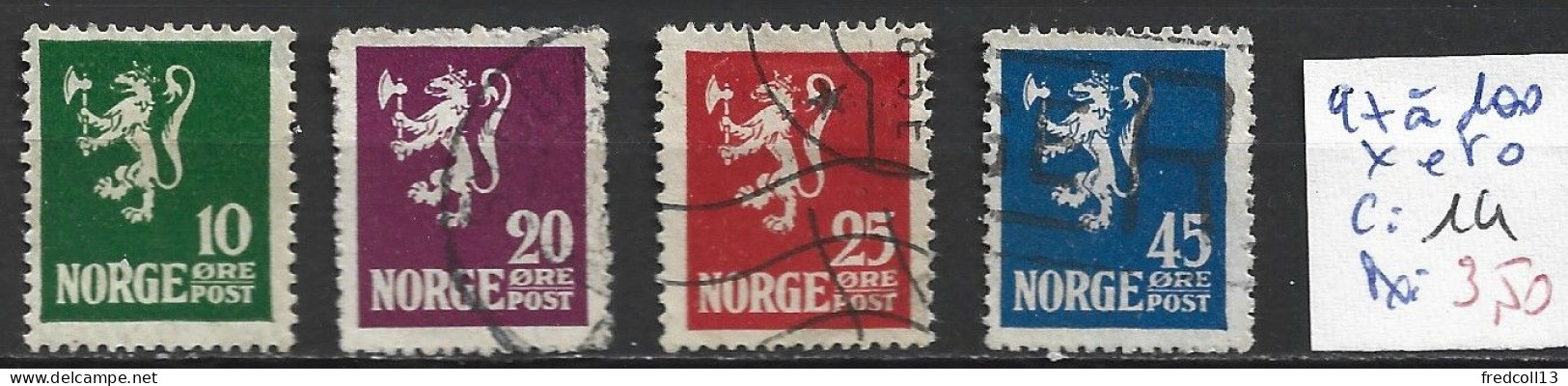 NORVEGE 97 à 100 Oblitérés ( 97 : * ) Côte 14 € - Oblitérés