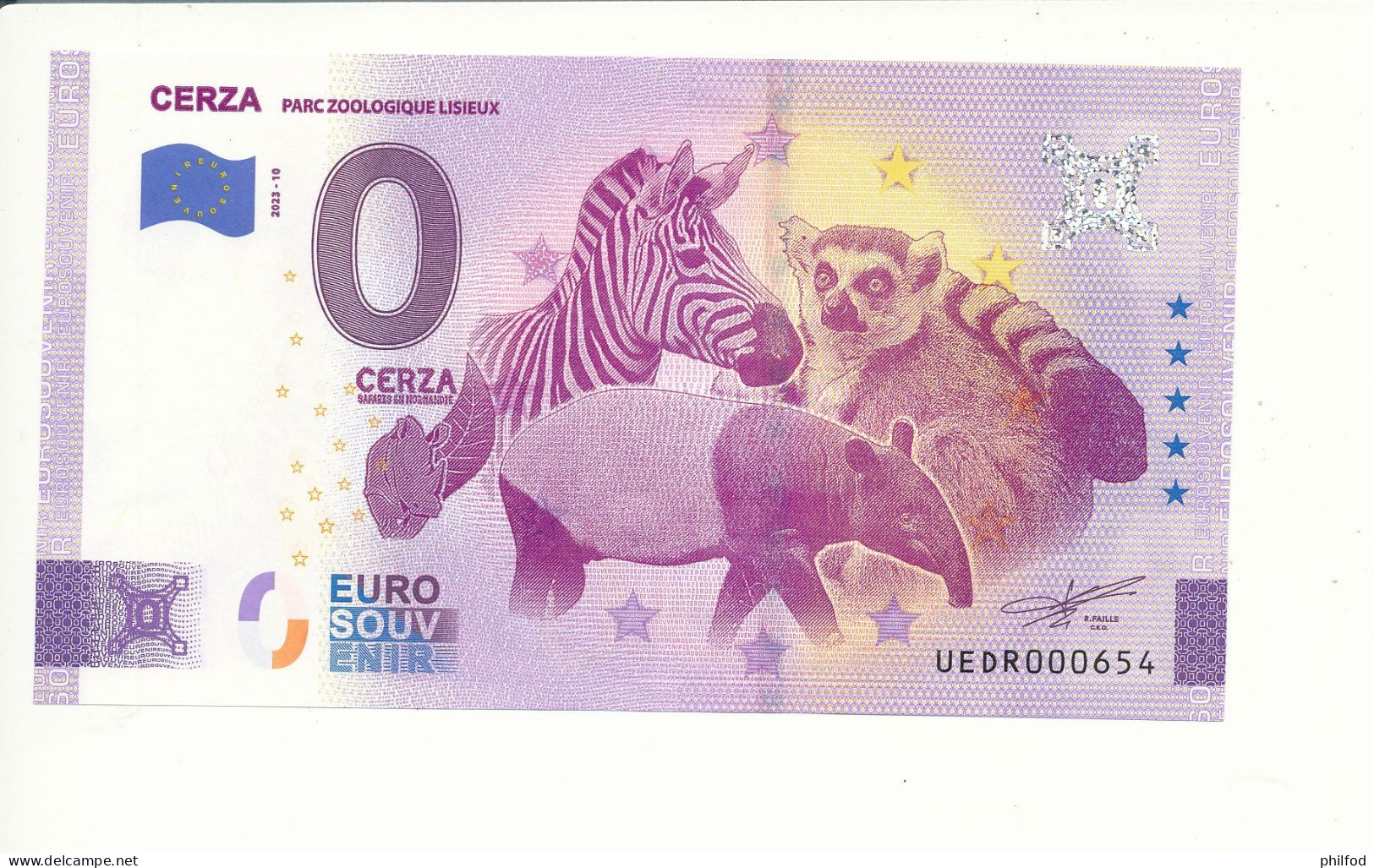 Billet Touristique 0 Euro - CERZA PARC ZOOLOGIQUE LISIEUX - UEDR - 2023-10 - N° 654 - Sonstige & Ohne Zuordnung