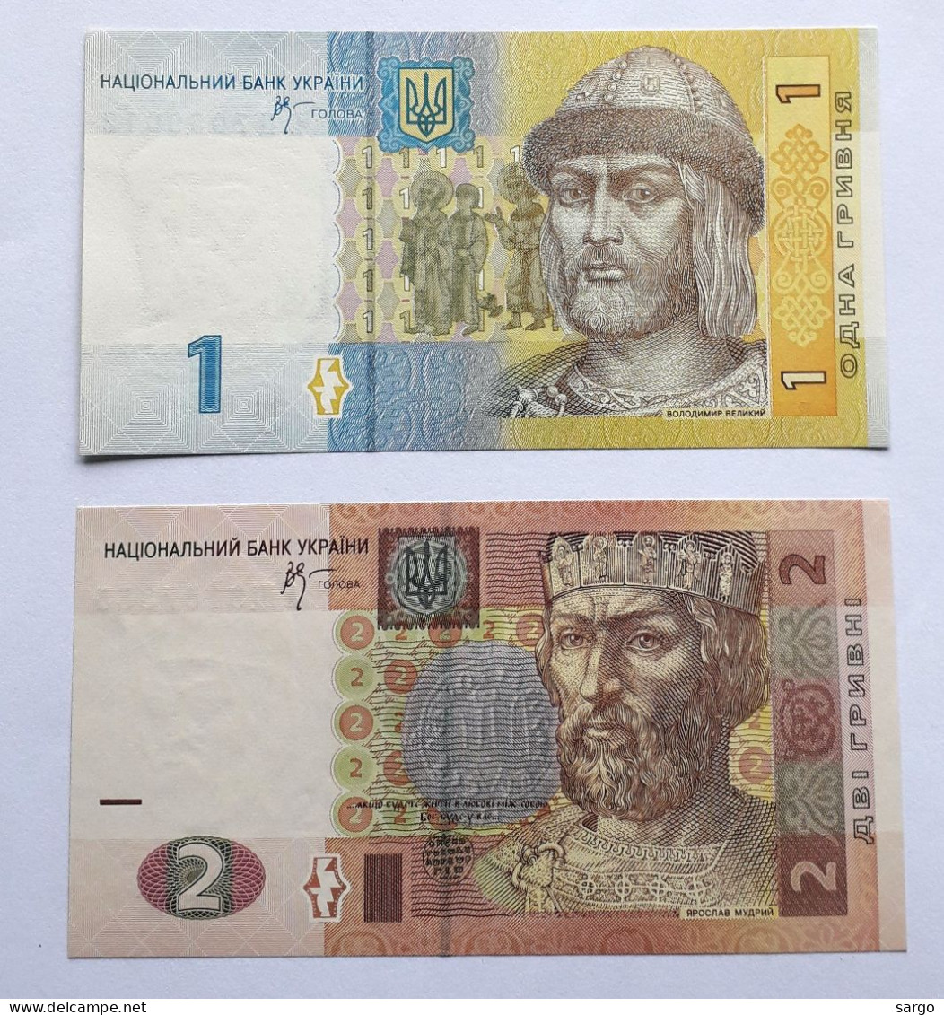 UKRAINE - 1,2 HRYVNA - P 116, P 117  (2004-2018) - UNC - BANKNOTES - PAPER MONEY - CARTAMONETA - - Ucraina