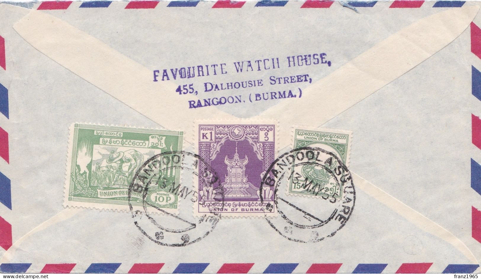 From Burma To Swiss - 1955 - Myanmar (Burma 1948-...)