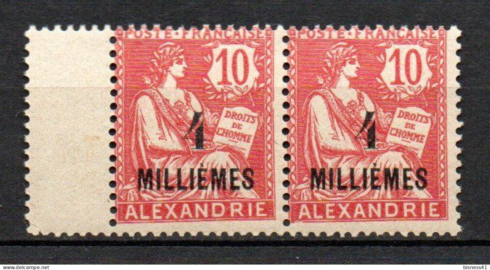 Col41 Colonies Alexandrie N° 52 Neuf XX MNH Paire Cote  12,00€ - Neufs