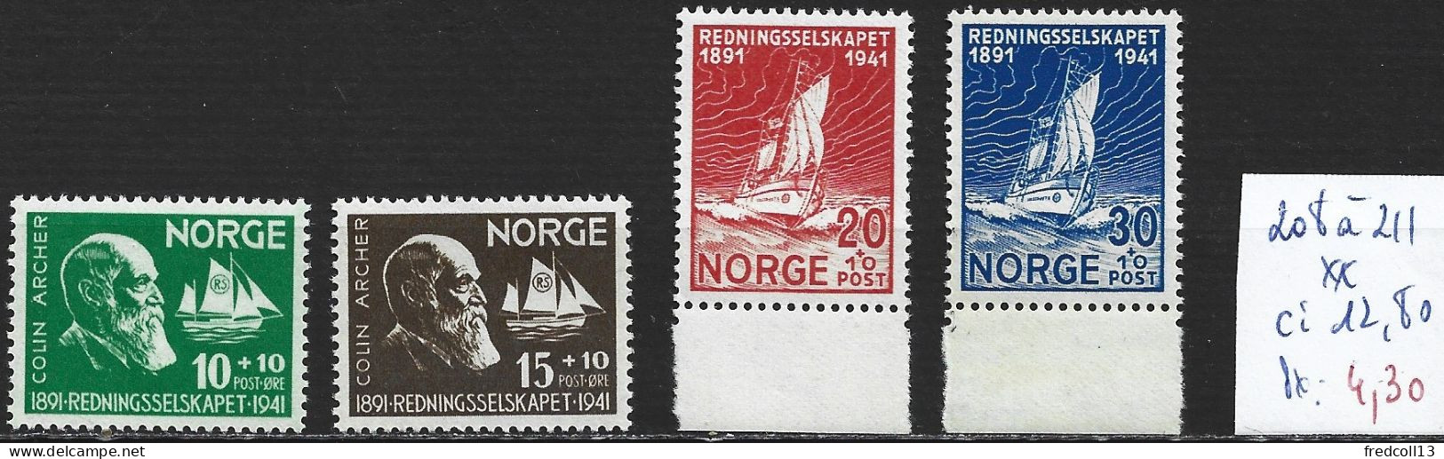 NORVEGE 208 à 11 ** Côte 12.80 € - Neufs