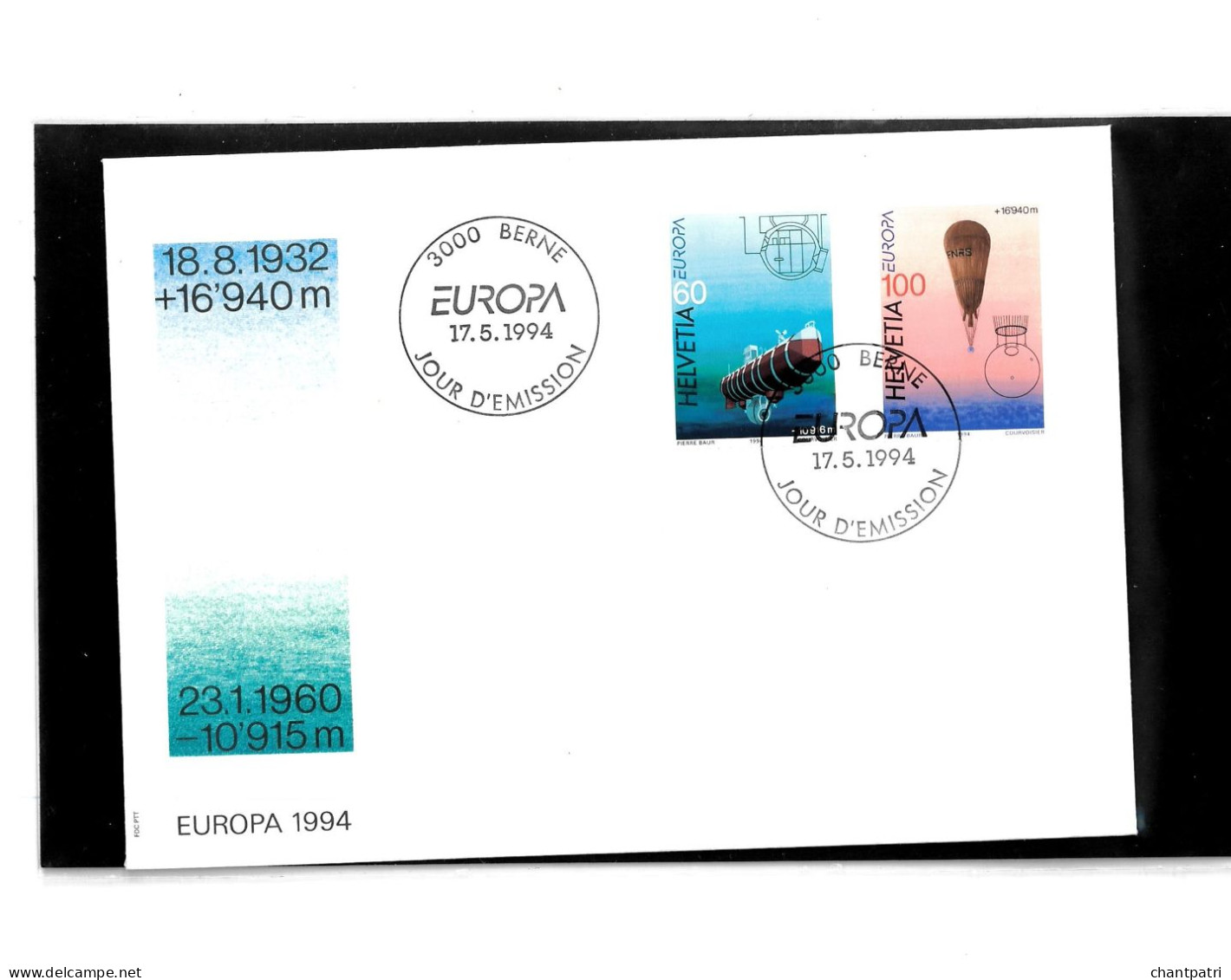 3000 Berne - Jour D'émission - Europa 1994 - 17 05 1994 - Beli FDC 102 - Brieven En Documenten