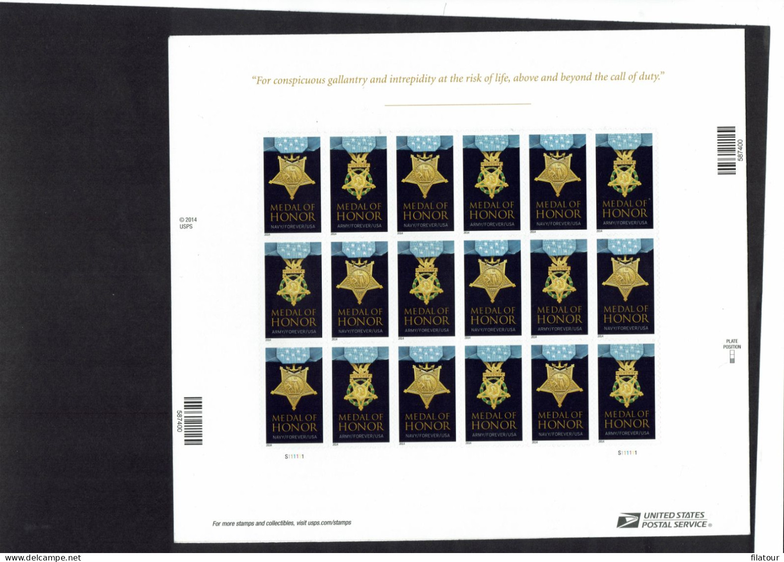 U.S.A - Feuillet N°4810 - Médailles D'honneur - Année 2014 - - Neufs