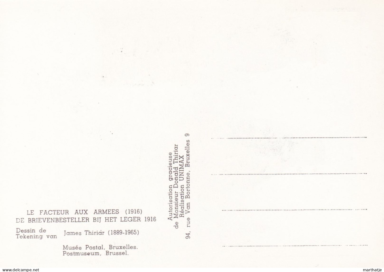 Postkaart "De Brievenbesteller Bij Het Leger (1916) Met Bijhorende Afgestempelde Postzegel - 1968 - 1961-1970