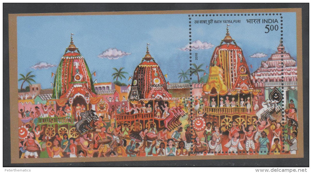 INDIA, 2010, MNH,TEMPLES, RATHVYATRA PURI, RELIGIOUS PROCESSIONS, S/SHEET - Hindoeïsme